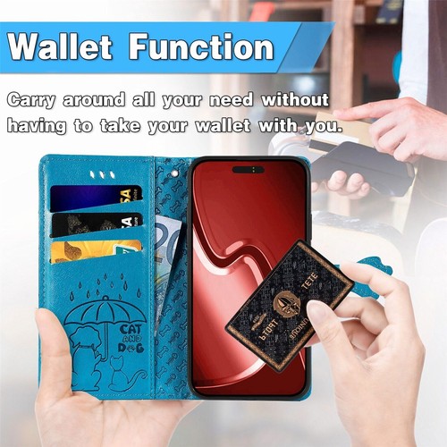 Cat Dog Wallet Phone Case For iPhone Samsung Huawei Honor Google Sharp ZTE TCL - Picture 5 of 15