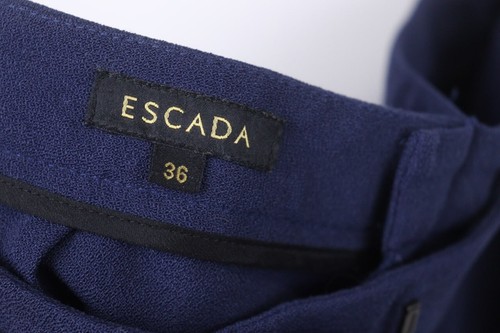 ESCADA Women’s Navy Blue Stretch Wool TOVAH Straight Leg Pants Size 36 - Picture 14 of 15