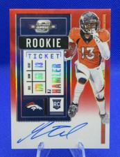KJ HAMLER 2020 PANINI CONTENDERS OPTIC RC (RED) PRIZM AUTO 69/199 BRONCOS