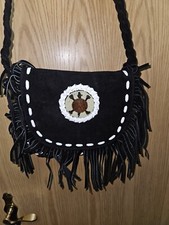 Handtasche  Cowgirl Indianer, Western Style echt Leder Wildleder Handarbeit Sw. 