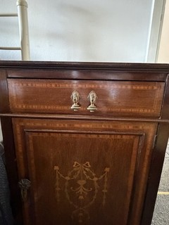 Vintage Mahogany Antique Bedside Table Cabinet With Drawer And Two Shelves