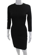 Stella McCartney Womens Woven Long Sleeve Round Neck Dress Black Size 2