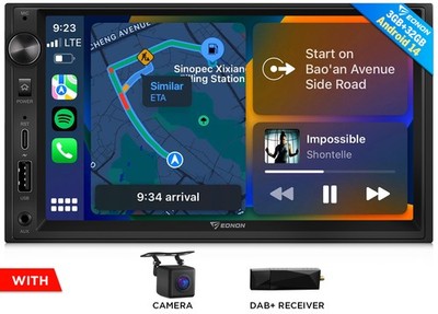 7'' Android 14 Autoradio mit GPS Navi Navigation Bluetooth DAB+ Doppel 2 DIN WiFi