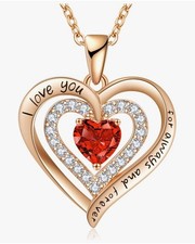 Necklaces for Women Birthstone Heart Necklace Jewelry for Wife Girl July