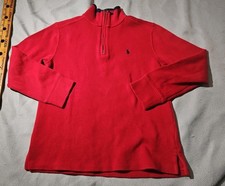 Ralph Lauren Sweater Youth Boys Medium Red Preppy 1/4 Zip Mock Pony Logo