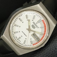 VINTAGE SEIKO 5 AUTOMATIC 6309A JAPAN MENS WHITE COLOR DIAL WATCH a709815-1