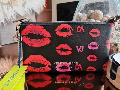 VERSACE Jeans CLUTCH Tasche BAG Pochette POUCH NEU Lips Lippen MUND edel RAR