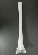 Vintage Murano Style Sommerso White Clear Cased Tall MCM Art Glass Bud Vase 19  