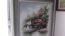 Art Painting Farm House Water Wheel M. Martin 24x24