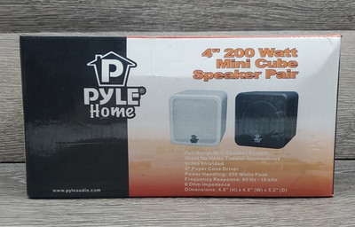 Pyle Home 4'' 200-Watt Mini-Cube Bookshelf Speakers Black Set of 2