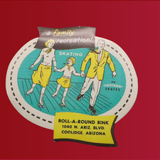 Vintage Roller Skating Rink Sticker Coolidge Arizona Label Rare S8