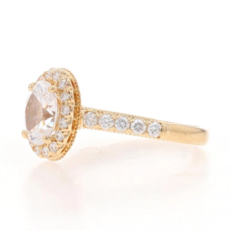 Anillo de compromiso Verragio semi-montaje halo oro amarillo 14k .60ctw para ovalado ~8x6 mm Foto 3 de 4