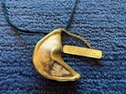 VINTAGE MIRIAM HASKELL 24K GOLD PLATED FORTUNE COOKIE NECKLACE