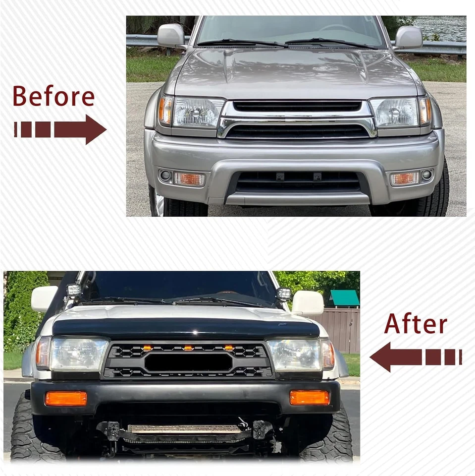Parrilla delantera con luces LED para Toyota 4Runner 1996-2002 Foto 3 de 4