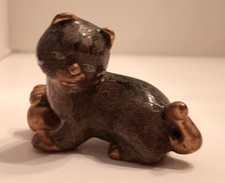 Vtg Chinese Cloisonne Enameled Kitten Cat With Ball Figurine No Chips