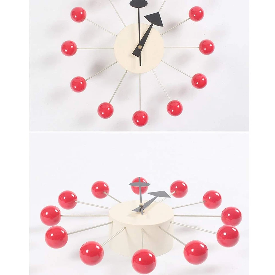 Cloc de pared silencioso moderno decorativo de madera maciza pintada de mediados de siglo... Foto 3 de 4