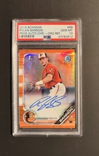 2019 Bowman Prospects Chrome Orange Refractor Autograph 23/25 Rylan Bannon PSA10