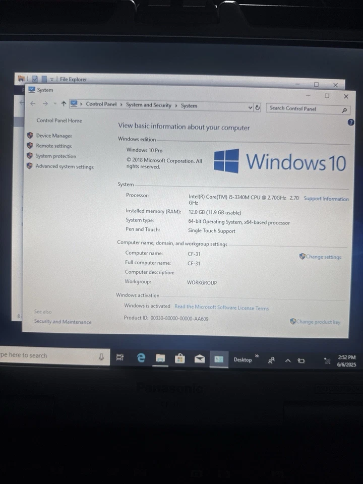 Notebook robusto Panasonic Toughbook CF-31 i5 12GB RAM 250GB HDD Windows 10 Pro - Imagem 2 de 4