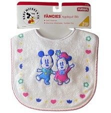 NWT Playskool Vintage Fancies Disney Baby Mickey Co. Appliqu Bib White 6mo