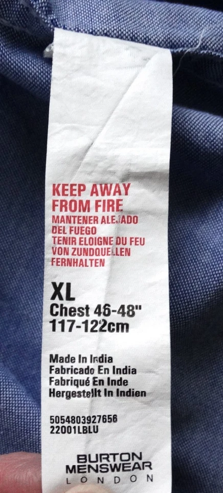 BURTON COTTON PALER BLUE THAN PHOTO SHIRT ALTERED TO GRANDAD COLLAR XL - Image 4 of 4