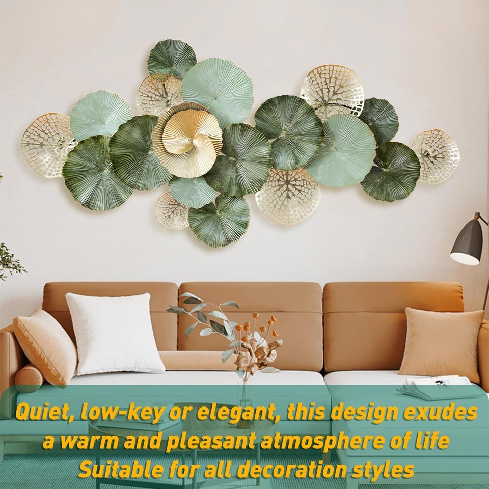 edaknez Metal Wall Art Decor, Large Metal Wall Art, 3D Flower Leaves ...