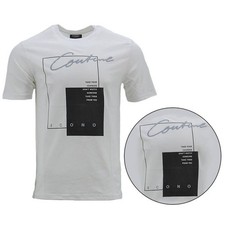 ICONO Mens Printed T Shirts White XL 2XL Regular Fit Crew Neck Summer Cotton Tee
