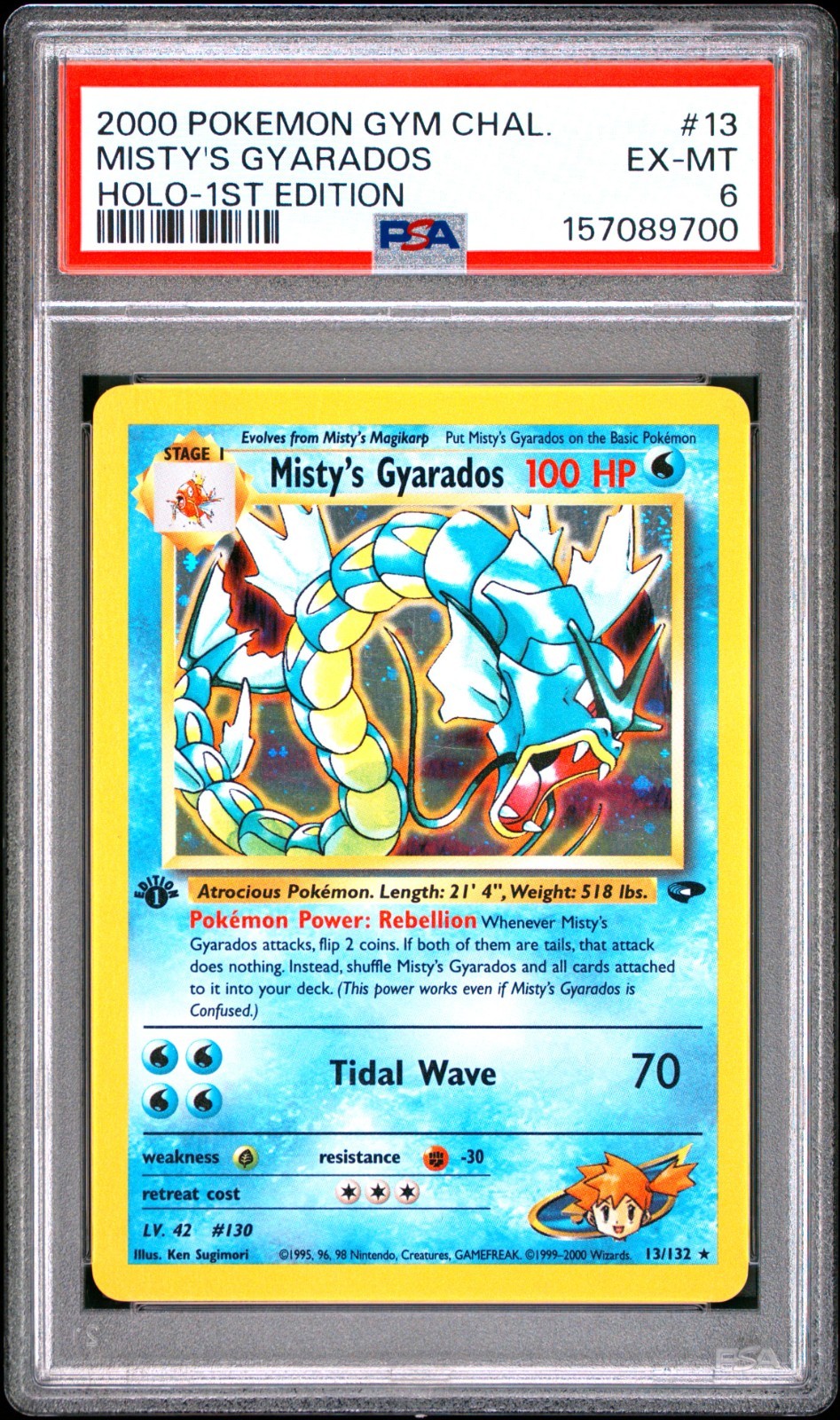 Pokemon Gym Challenge 1st Edition Misty's Gyarados 13/132 PSA 6