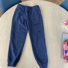 Boys Size 14/16 Sweatpants Dark Blue Elastic Drawstring Front Zipper Pocket