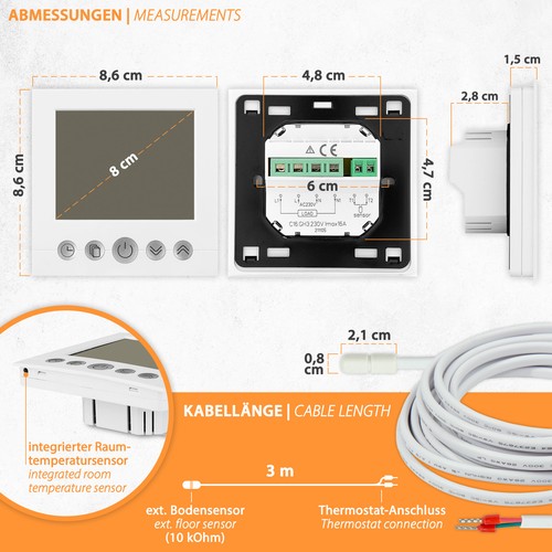 Riscaldamento a Pavimento Elettrico 160W Piastrella Bagno Set - Picture 25 of 110