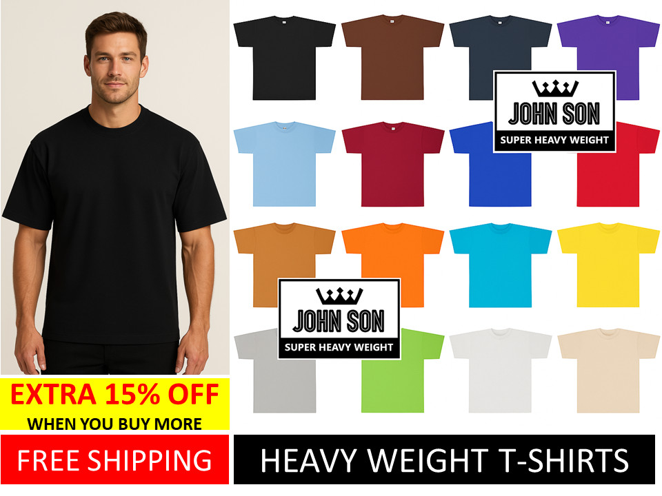 Plain T-shirts Round Neck Super Heavy Weight [S~7XL] Big Size Cotton [JOHN SON]