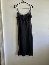 Vanity Fair Vintage Lace Slip Dress Size S-36 Black Fairy Core Goth Punk Nylon