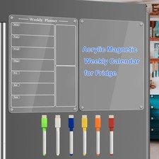 2PCS 8"X12" Acrylic Magnetic Menu Board for Kitchen,Acrylic Weekly Calendar f...