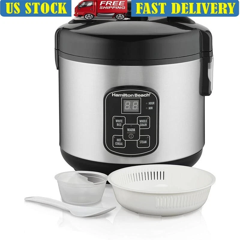 64 Oz Digital Programmable Rice Cooker & Food Steamer With Steam & Rinse Basket