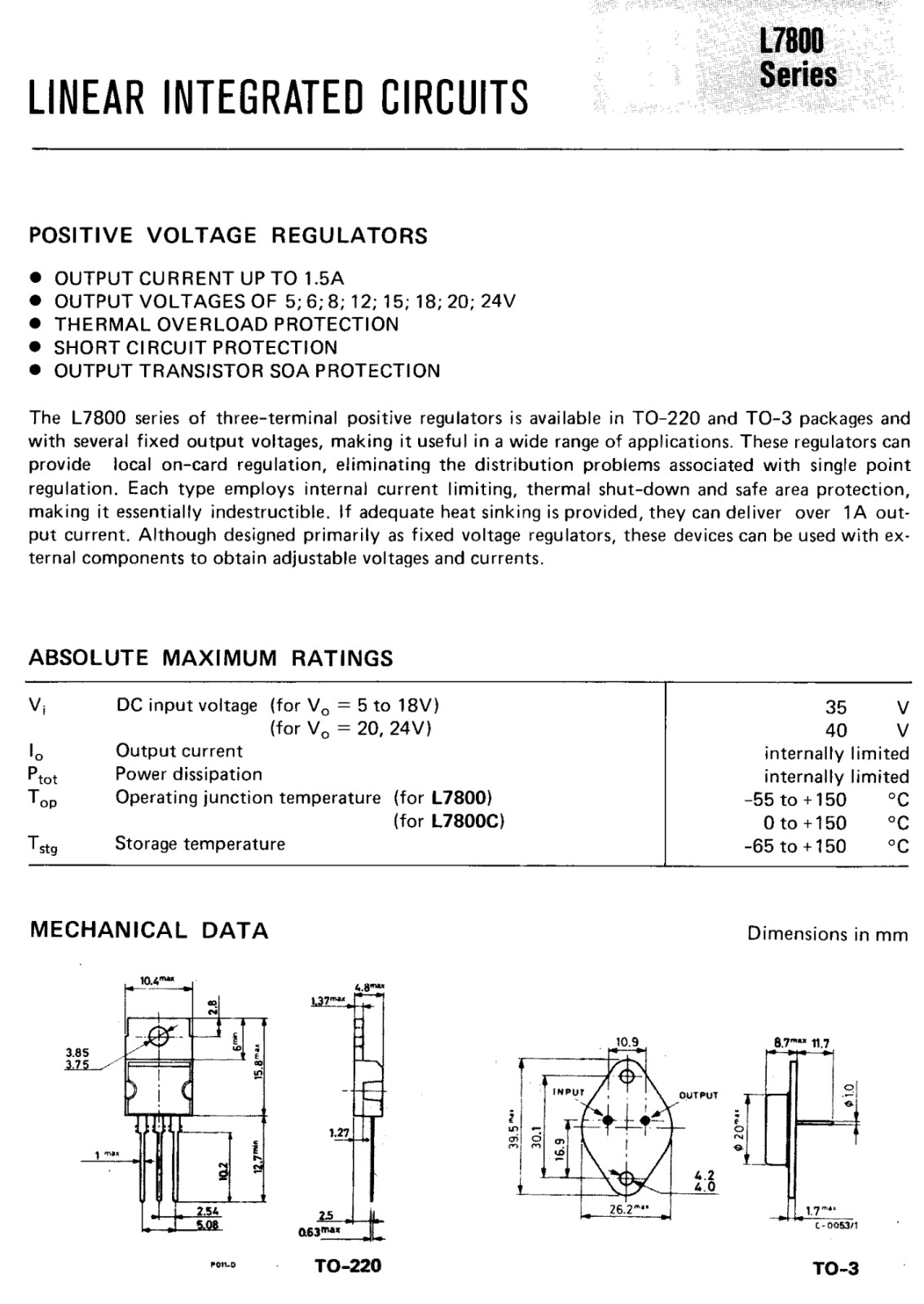 1X L7805CT STMicroelectronics 5V 1.5A Positive Linear Voltage Regulator ...