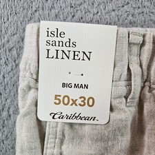  89 NEW Caribbean Roundtree Linen Pants Men 50 x 30 Coastal Comfort Beige