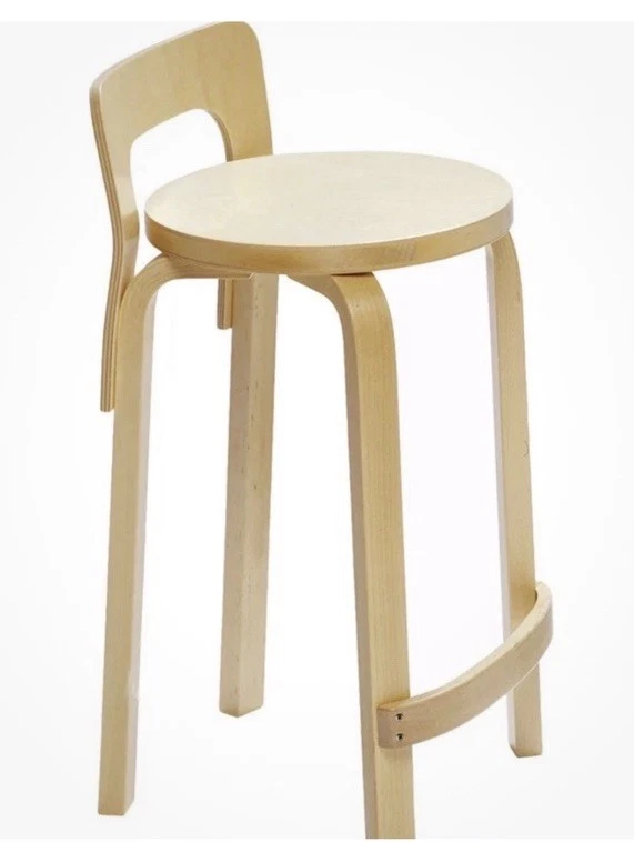 $3160 Artek High Chair K65 Bar Stool Natural Birch Set Of 4 - Image 3 of 4
