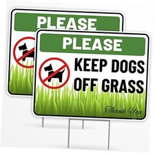2PC Keep Dogs Off Lawn Sign with Stake, 17 Inches by 13 Inches - 2 Pack