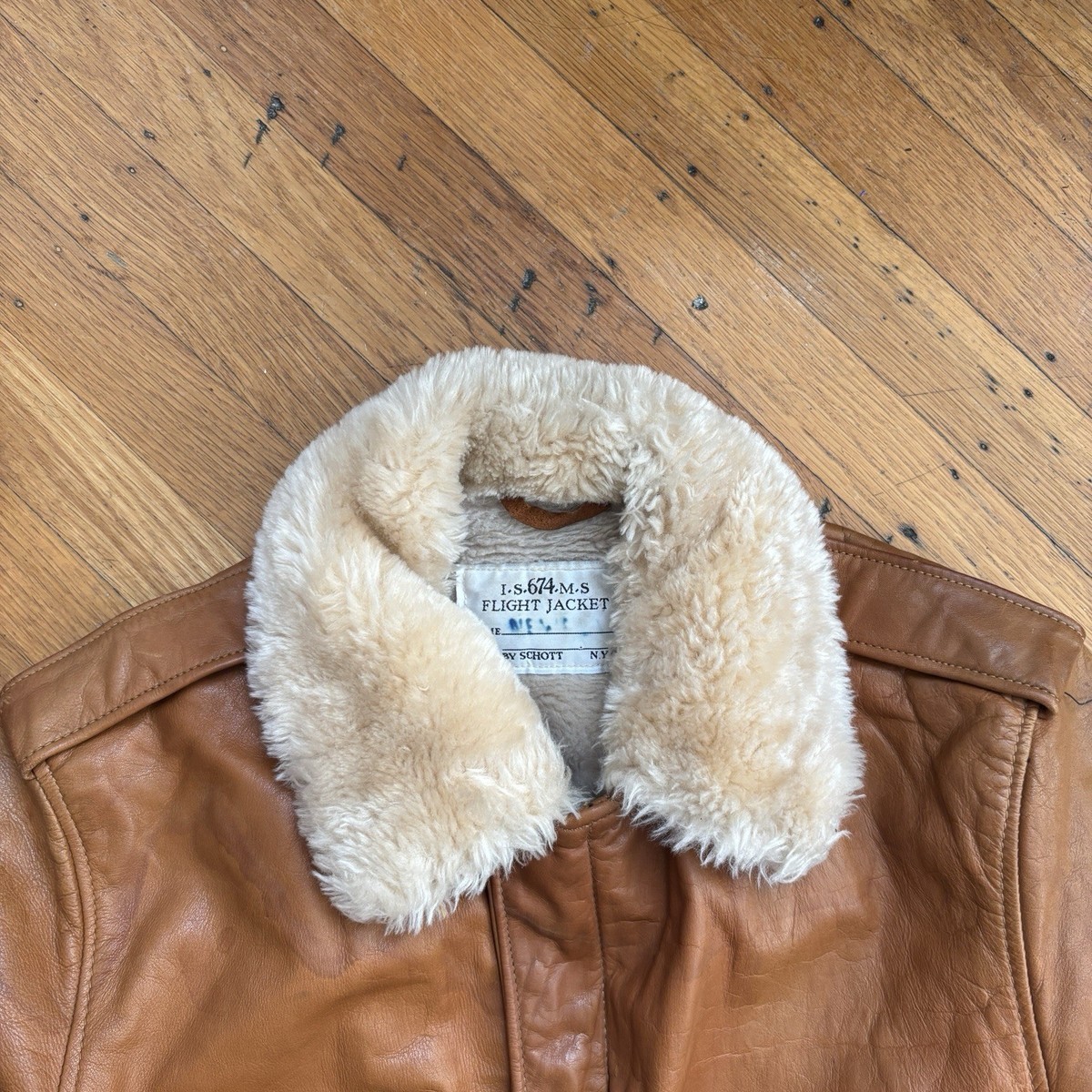 Vtg Schott NYC 174sm Flight Jacket Fur Lined Leather Bomber A2