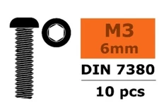 GForce - curved head screws 3x6mm 10pcs steel socket