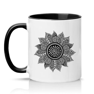 Mandala Blumenmuster Unisex 11 Unzen Keramiktasse Boho Kunst Floral Geschenk