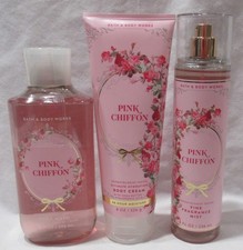 Bath  Body Works Wash Cream Fine Fragrance Mist Set Lot of 3 PINK CHIFFON