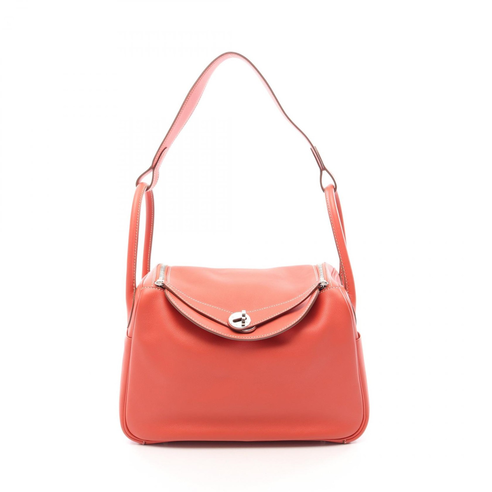HERMES Lindy 30 Shoulder Hand Bag Swift leather Orange Rosy Used Women SHW R