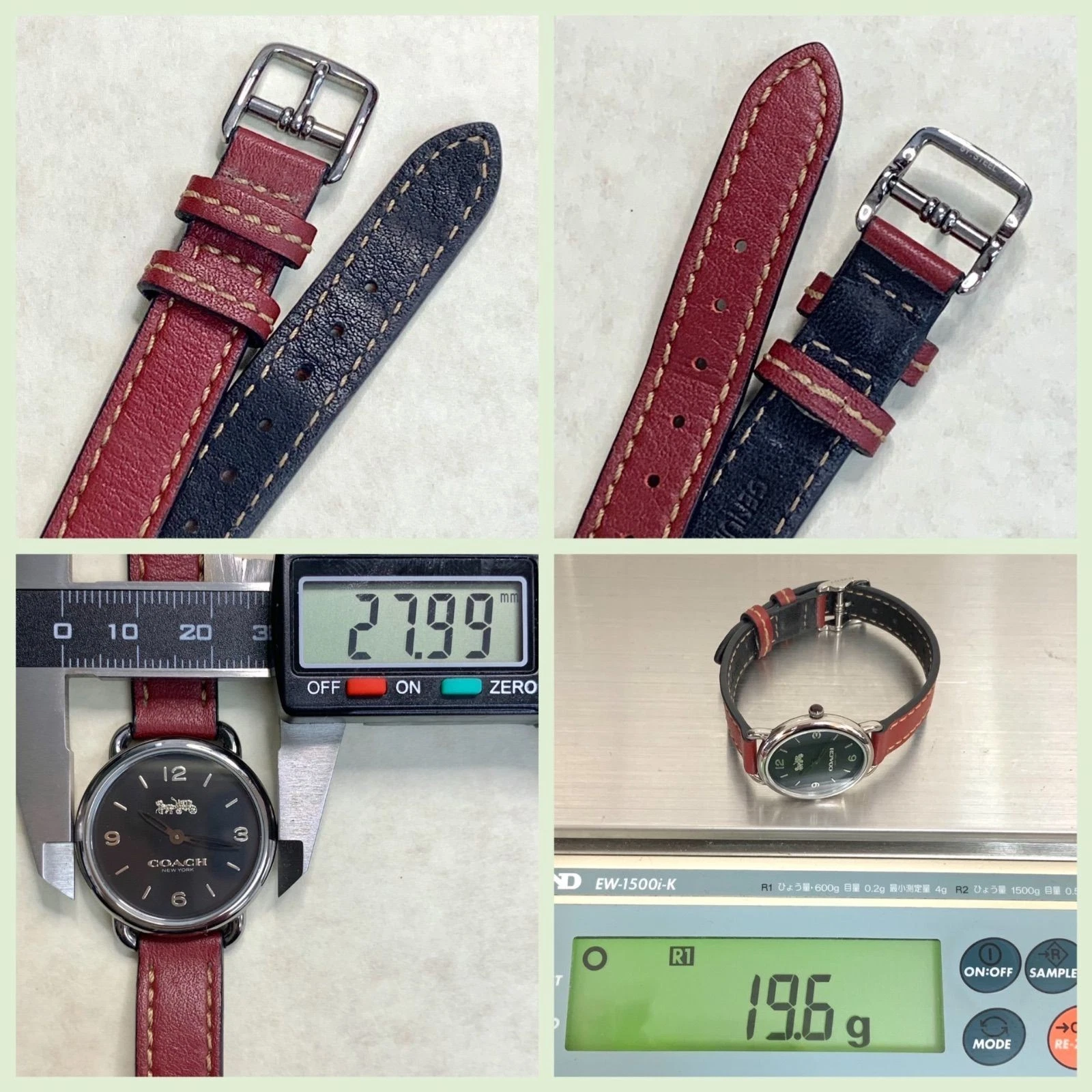 Orologio COACH Delancey Slim Donna 14502792 Quadrante Nero Cinturino Pelle Rosso Ciliegia