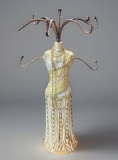 Joyería Vintage Árbol Vestido Forma Soporte Flecos, Cuentas y Cadenas 8 Ganchos Base Madera