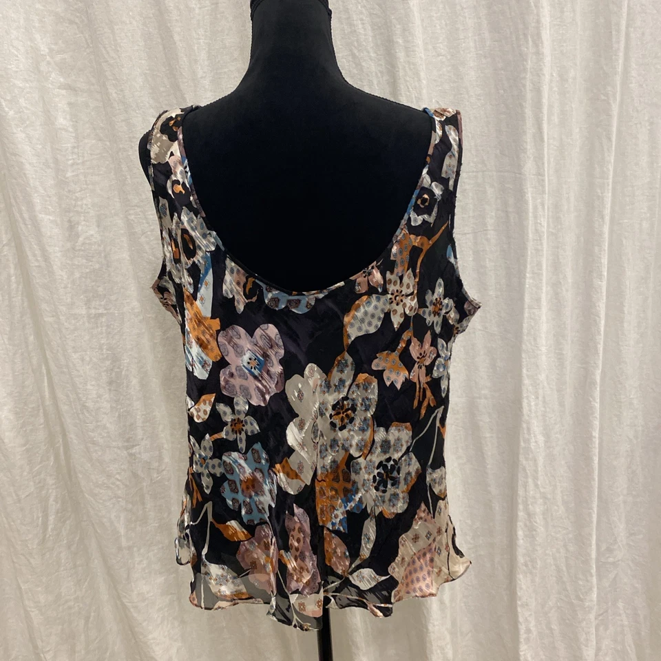Camiseta sin mangas Kay Unger floral para mujer, mezcla de seda, talla 16 Foto 3 de 4
