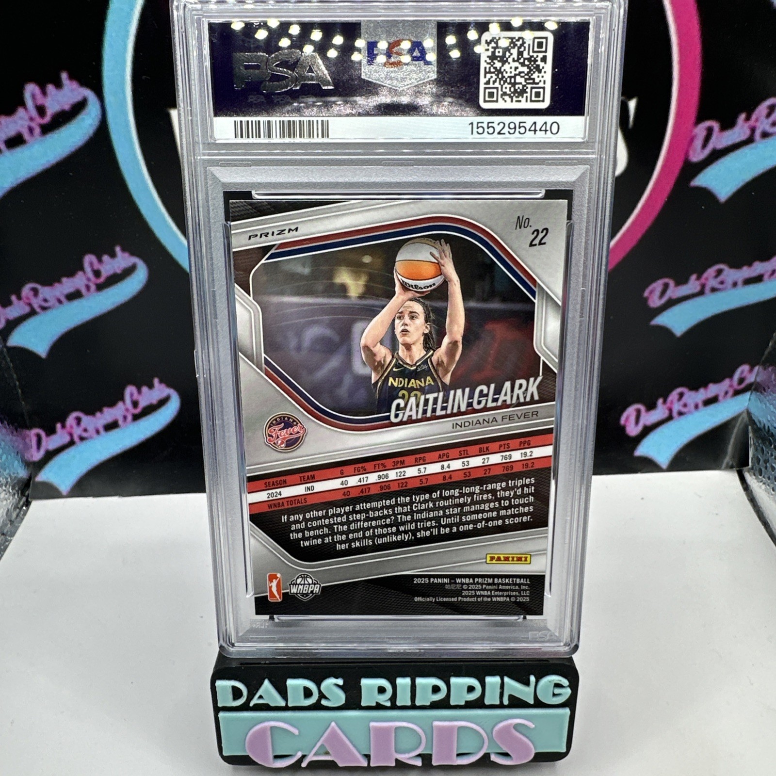 2025 Panini Prizm WNBA - Caitlin Clark #22 WNBA Logo Prizm PSA 9 view 2