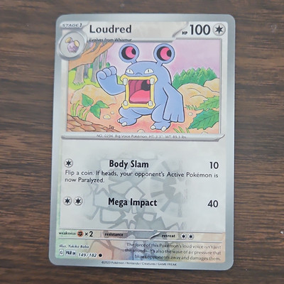 Pokemon TCG Loudred 149/182 SV04 Paradox Rift Common Reverse Holo Eng 100 HP