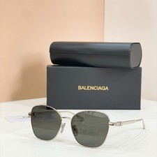BALENCIAGA BB0591O Gold Square Sunglasses Gray Green Lenses 54-15-145