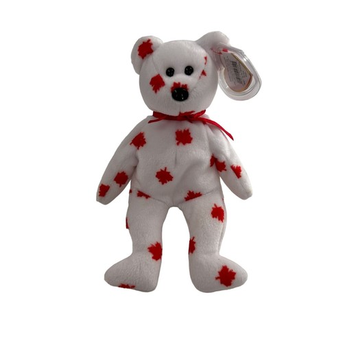 Ty Chinook Maple Leaf Beanie Baby Bear 2000 Plush Collectible White & Red 8-Inch