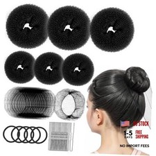 6 PCS Hair Bun Makers for Kids - 10 Invisible Bun Nets for Ballet Girls - Black